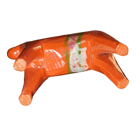Vintage Orange Dala Miniature Horse Swedish Folk Art Hand Painted Dollhouse - Picture 4 of 9